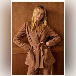 Sezane Brown Pinstripe Blazer